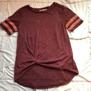 Tee shirt with tie on bottom